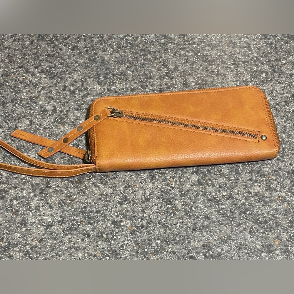 Free People Tan Wristlet Wallet vegan